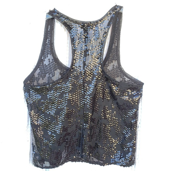 ♡3/$20 Black sheer and sequins crop tank - Picture 2 of 6